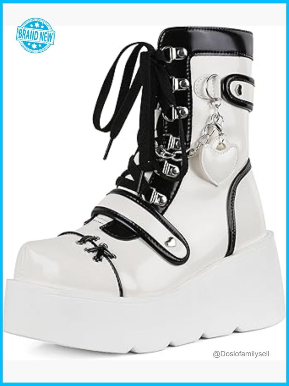 Platform Ankle Boots Wedge High Heel Booties Goth Round Toe Combat Lace Up Rave